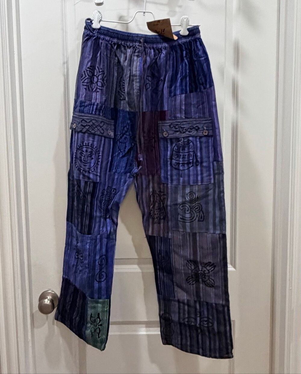 Ashley Taylor Patchwork Print Boho Festival Hippie Wide Leg Lounge Pants OS New